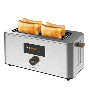 Cecotec TouchandToast Extra Double Tostadora de Doble Ranura Larga - 1500W - Pantalla Tactil a Color - Capacidad 4 Rebanadas - Autocentrado - 7 Nivele