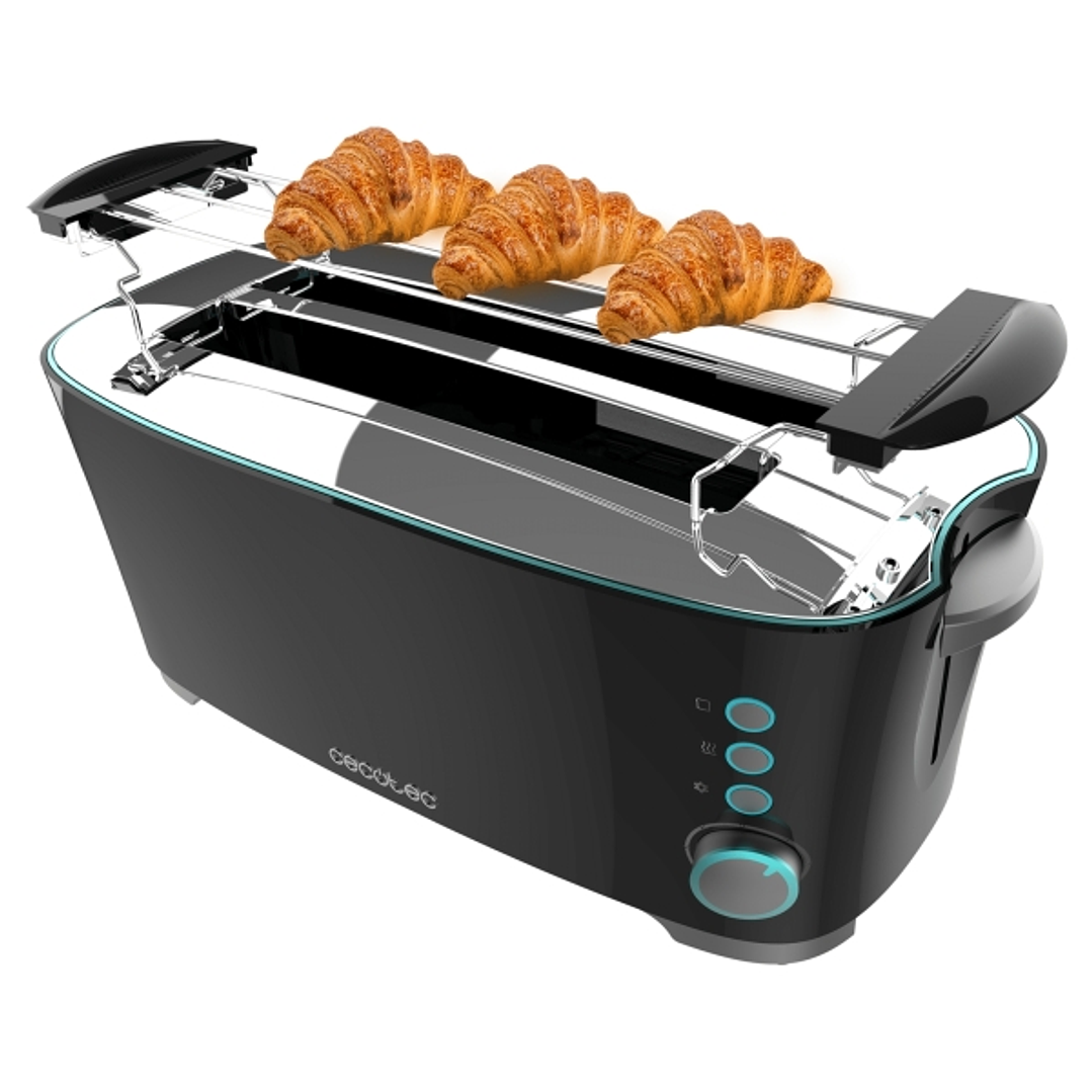 Cecotec Toast and Taste Extra Double B Tostadora de Doble Ranura Larga - 1350W - Ranura Ancha - Calienta Panecillos - Extra Elevacion - 7 Niveles - Fu 1
