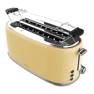 Cecotec Toast and Taste 1600 Retro Double Tostadora de Doble Ranura Larga - 1630W - Capacidad para 4 Rebanadas - Ranura Ancha - Acero Inoxidable - Ban