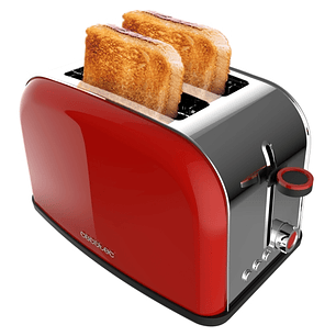 Cecotec Toastin' Time 850 Tostadora de Doble Ranura - Potencia de 850W - Ranura Ancha hasta 3.8cm - Acero Inoxidable - Apagado Automatico - Sistema de