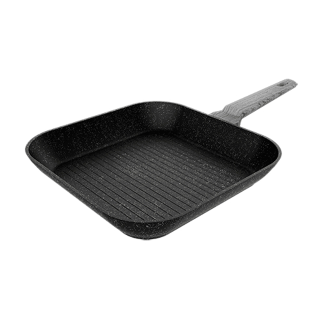 Cecotec Polka Exclusive Grill Wood and Rock Sarten Cuadrada de 28cm - Aluminio Forjado - Teflon Antiadherente - Libre de PFOA - Compatible con Inducci 1