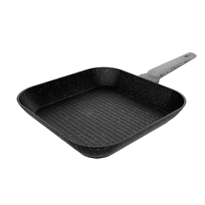 Cecotec Polka Exclusive Grill Wood and Rock Sarten Cuadrada de 28cm - Aluminio Forjado - Teflon Antiadherente - Libre de PFOA - Compatible con Inducci 1