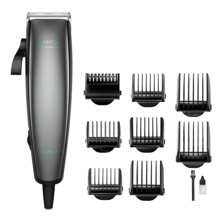 Cecotec Bamba PrecisionCare Power Blade Titanium Cortapelos con Cable - Cuchillas de Titanio - Uso en Seco y Humedo - 9 Peines Guia - Palanca de Ajust 1