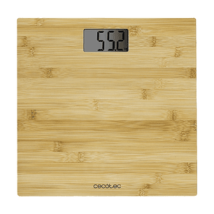 Cecotec Surface Precision 9300 Healthy Bascula Corporal de Bambu - Capacidad hasta 180kg - 4 Sensores - Pantalla LCD - Incluye Cinta Metrica y Pilas -