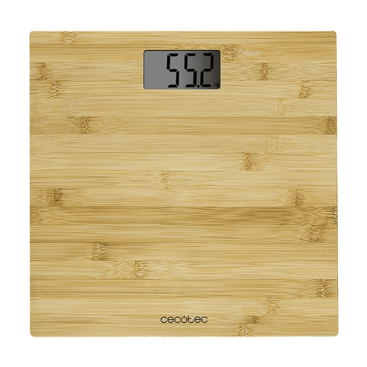 Cecotec Surface Precision 9300 Healthy Bascula Corporal de Bambu - Capacidad hasta 180kg - 4 Sensores - Pantalla LCD - Incluye Cinta Metrica y Pilas - 1