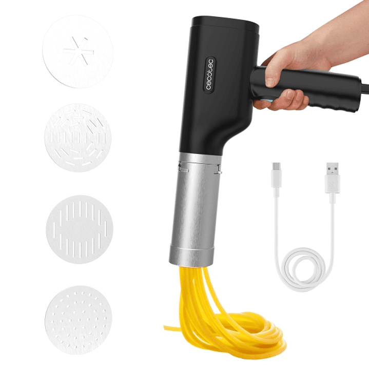 Cecotec Fun EasyPasta Maquina para Pasta y Churros - 40W - Portatil - Capacidad de 200g - Incluye 3 Discos para Pasta - Disco Exclusivo para Churros - 1