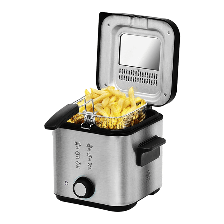 Cecotec Cleanfry Infinity 1500 Freidora Electrica - Potencia de 900W - Capacidad de 1.5L - Filtro Incluido - Cubeta Antiadherente - Tapa con Ventana - 1