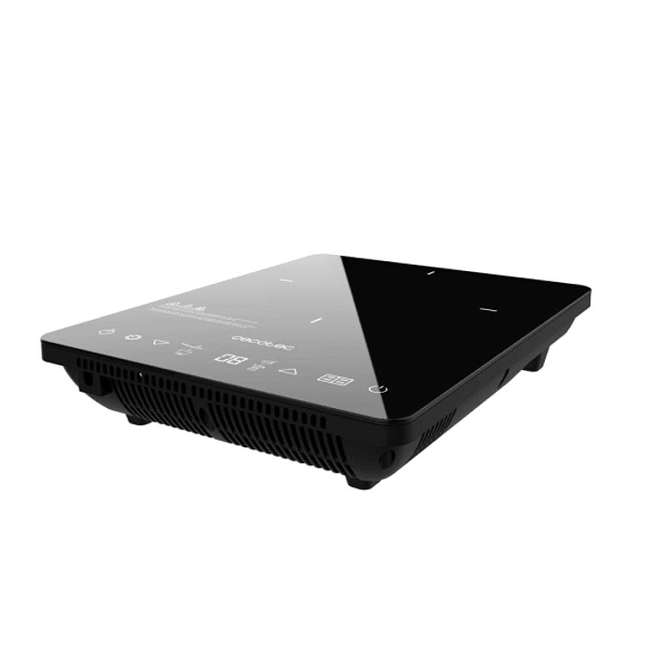 Cecotec Full Crystal Onyx Placa de Induccion Portatil - 2000W - Temperatura de 60 a 260°C - Cristal Esmaltado - Tactil - Temporizador - Diametro hasta 1