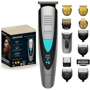 Cecotec Bamba PrecisionCare Trimmer Afeitadora Recortadora 5 en 1 - IPX7 - Cuchillas de Titanio - Bateria 500mAh - Uso Inalambrico y con Cable - Peine