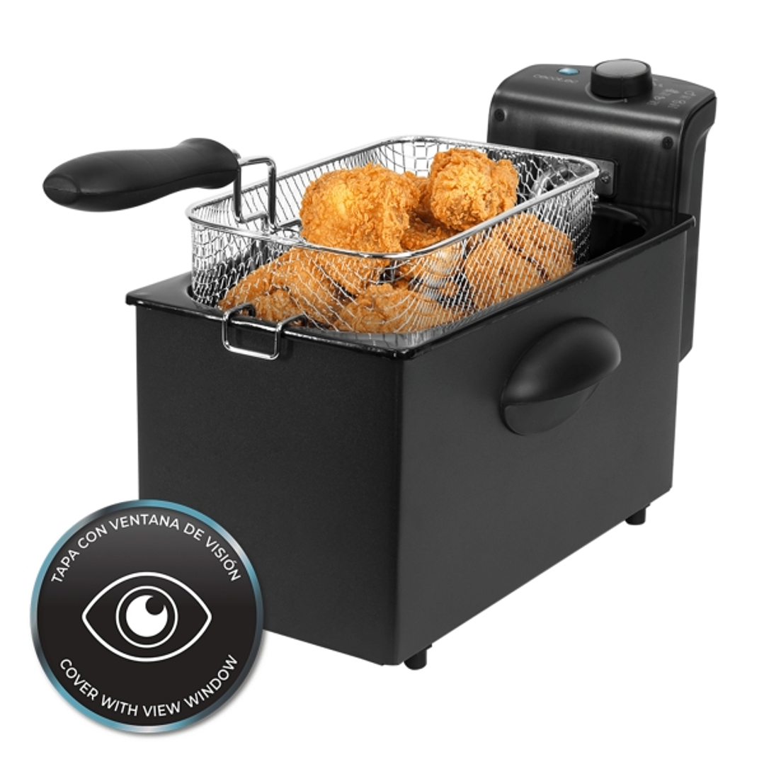 Cecotec CleanFry 3000 Freidora Electrica - Potencia de 2180W - Capacidad 3L - Filtro Incluido - Tapa con Ventana - Acero Inoxidable - Temperatura Regu 1