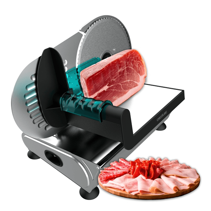 Cecotec Rock'nCut Advance Cortafiambres de 180W - Disco Extraible de 190mm - Ajuste de Grosor hasta 15mm - Acero Inoxidable - Base con Ventosas 1