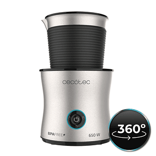 Cecotec Power Moka Spume 5000 Espumador de Leche - 650W - Capacidad 200ml - 4 Modos de Uso - Jarra Acero Inoxidable - Funcion Chocolate Caliente - Bas