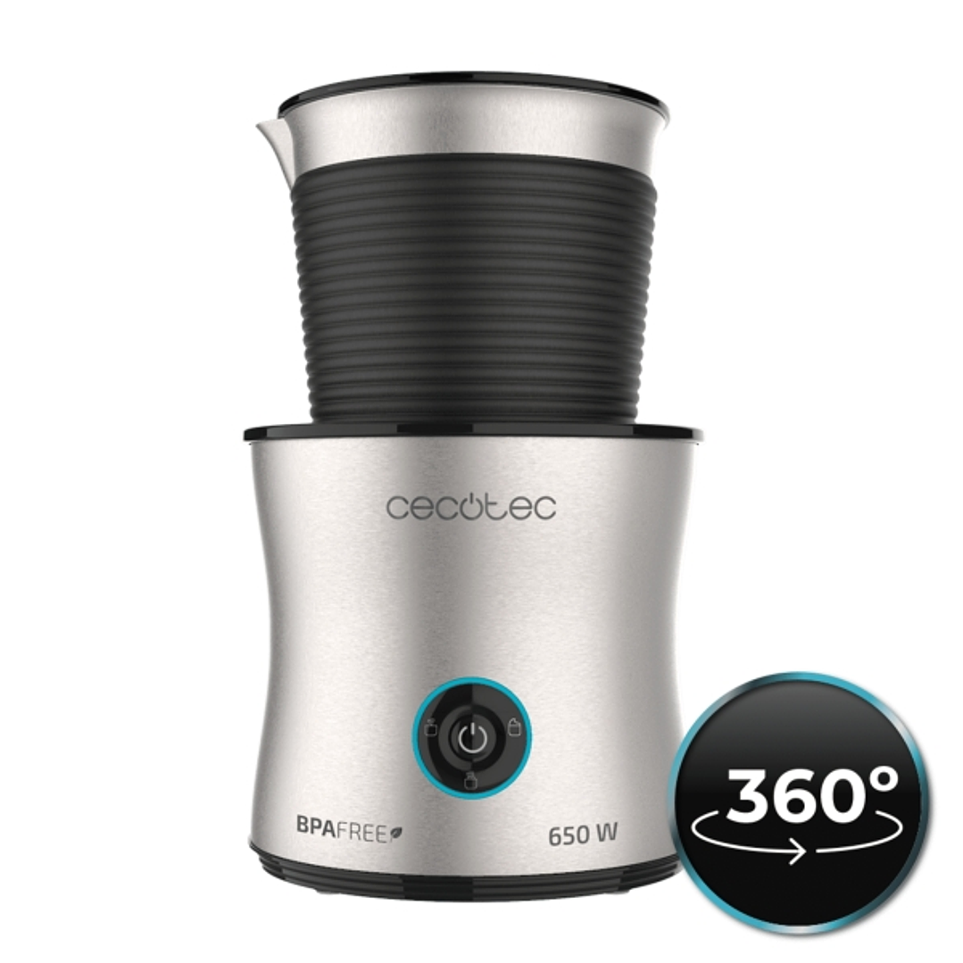 Cecotec Power Moka Spume 5000 Espumador de Leche - 650W - Capacidad 200ml - 4 Modos de Uso - Jarra Acero Inoxidable - Funcion Chocolate Caliente - Bas 1