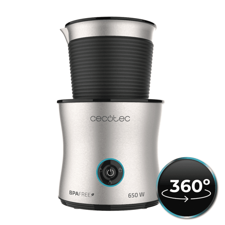 Cecotec Power Moka Spume 5000 Espumador de Leche - 650W - Capacidad 200ml - 4 Modos de Uso - Jarra Acero Inoxidable - Funcion Chocolate Caliente - Bas 1