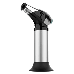 Cecotec Polka Flame-Cook 1000 Steel Soplete de Cocina - Alcanza 1300°C - Regulador de Llama - Bloqueo de Seguridad - Compacto - Recetario - Espatula y