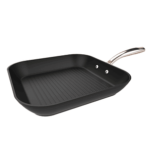 Cecotec Polka Fantasy Grill Golden Sarten Cuadrada de 28cm - Aluminio Forjado - Mango Remachado - Revestimiento Antiadherente - Apto para Horno hasta 
