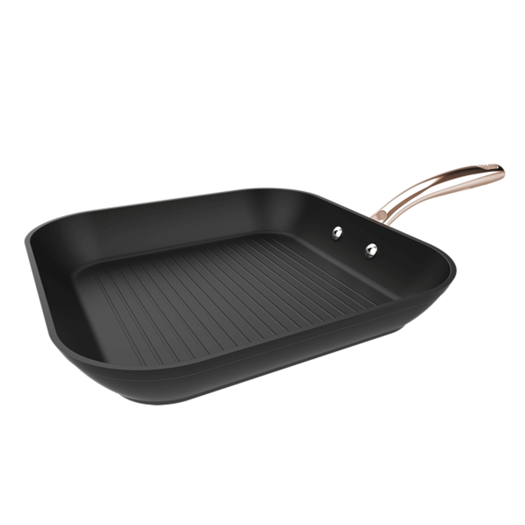 Cecotec Polka Fantasy Grill Golden Sarten Cuadrada de 28cm - Aluminio Forjado - Mango Remachado - Revestimiento Antiadherente - Apto para Horno hasta  1