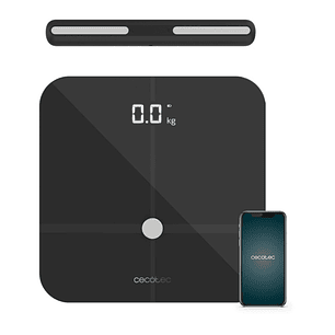 Cecotec Surface Precision 10600 Smart Healthy Pro Dark Grey Bascula Corporal hasta 180kg - Bluetooth - Extraplano - 15 Parametros - Cinta Metrica - Al