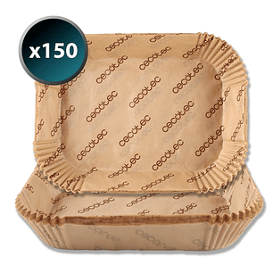 Cecotec Cecofry TwinBucket Pack de 150 Papeles para Freidora de Aire de Doble Cubeta - Rectangular - Resiste hasta 230 ºC - Listo para Usar - Facilita
