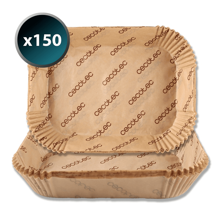 Cecotec Cecofry TwinBucket Pack de 150 Papeles para Freidora de Aire de Doble Cubeta - Rectangular - Resiste hasta 230 ºC - Listo para Usar - Facilita 1
