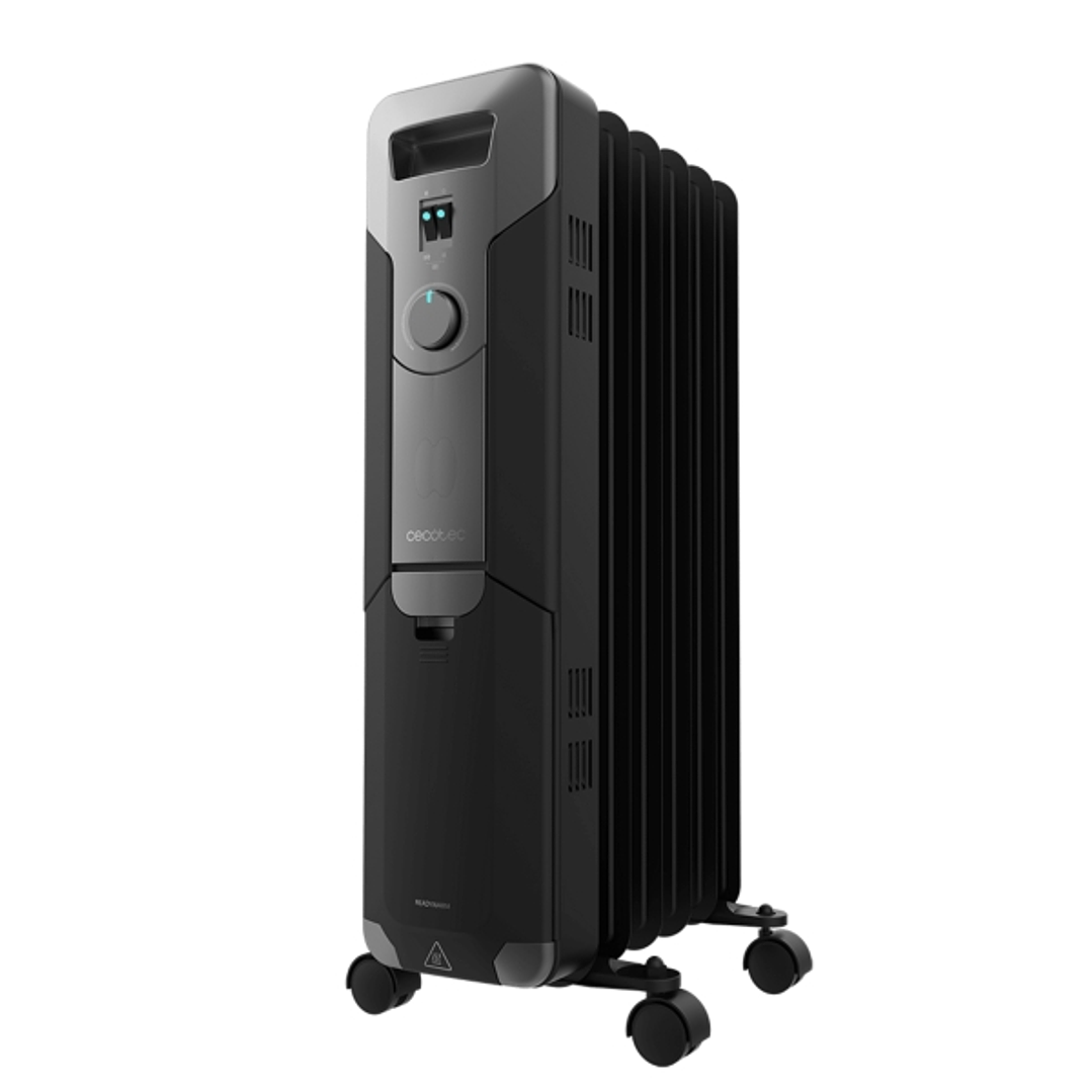Cecotec Ready Warm 5000 Space Black Radiador de Aceite con 5 Modulos de 150x580mm - 1000W - Calienta hasta 12m2 - 3 Niveles de Potencia - Ruedas y Asa 1