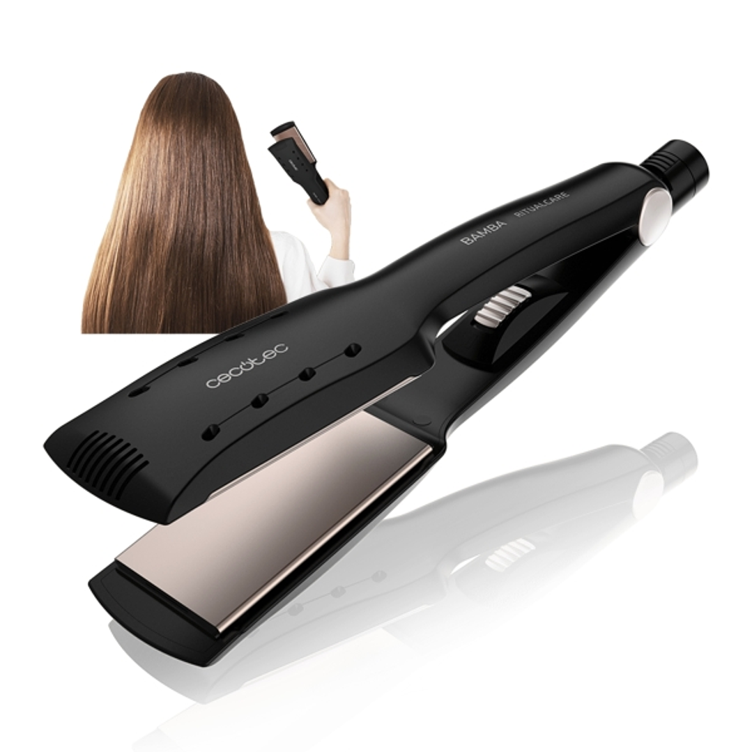 Cecotec Bamba Ritualcare Wet and Dry Max Plancha de Pelo - Uso en Humedo y Seco - Placas XL de 50mm - Iones Negativos - Temperatura Homogenea - Cable  1