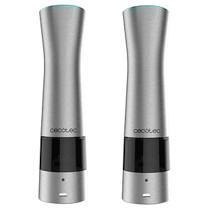 Cecotec InstantMill Press Duo Pack de 2 Molinillos Electricos de Especias - Cuerpo de Acero Inoxidable - Mecanismo Ajustable - Ventanas de Acrilico - 