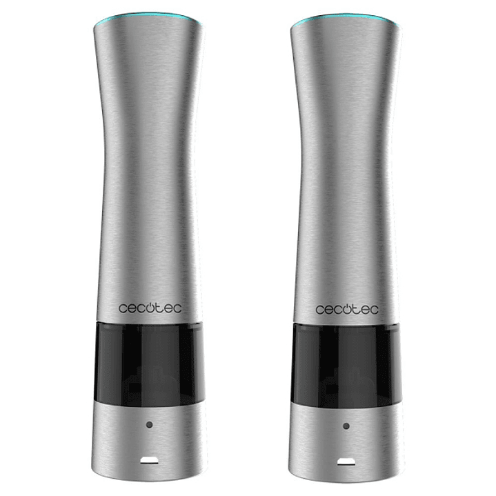Cecotec InstantMill Press Duo Pack de 2 Molinillos Electricos de Especias - Cuerpo de Acero Inoxidable - Mecanismo Ajustable - Ventanas de Acrilico -  1