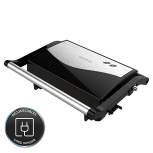 Cecotec Rock'nGrill 750 Full Open Parrilla Electrica - 750W - Apertura 180º - Revestimiento Antiadherente - Placa Flotante - Indicador Luminoso - Cier