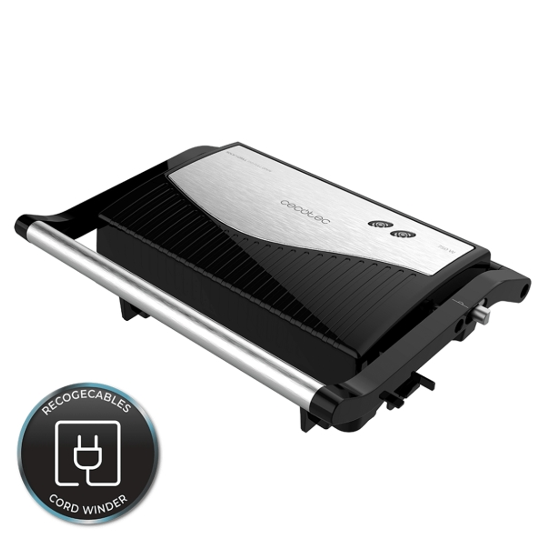 Cecotec Rock'nGrill 750 Full Open Parrilla Electrica - 750W - Apertura 180º - Revestimiento Antiadherente - Placa Flotante - Indicador Luminoso - Cier 1