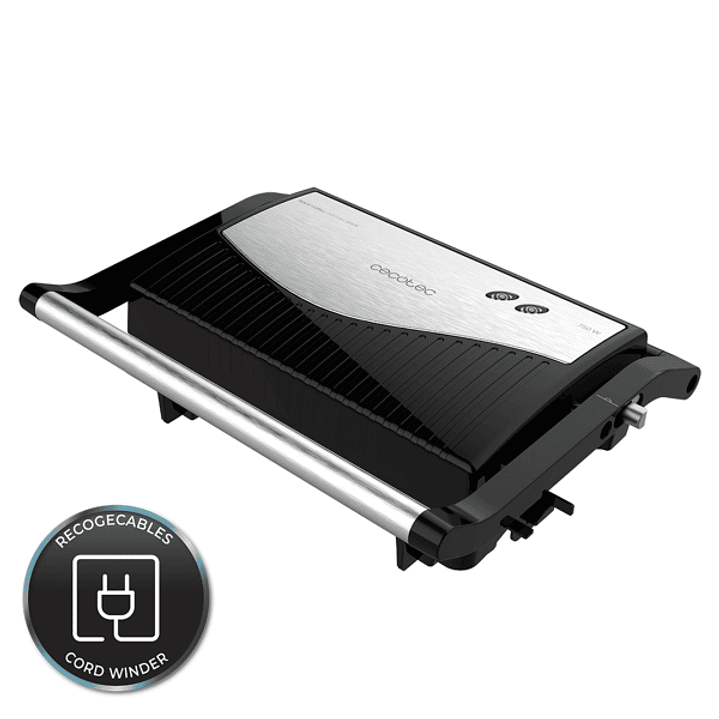 Cecotec Rock'nGrill 750 Full Open Parrilla Electrica - 750W - Apertura 180º - Revestimiento Antiadherente - Placa Flotante - Indicador Luminoso - Cier 1
