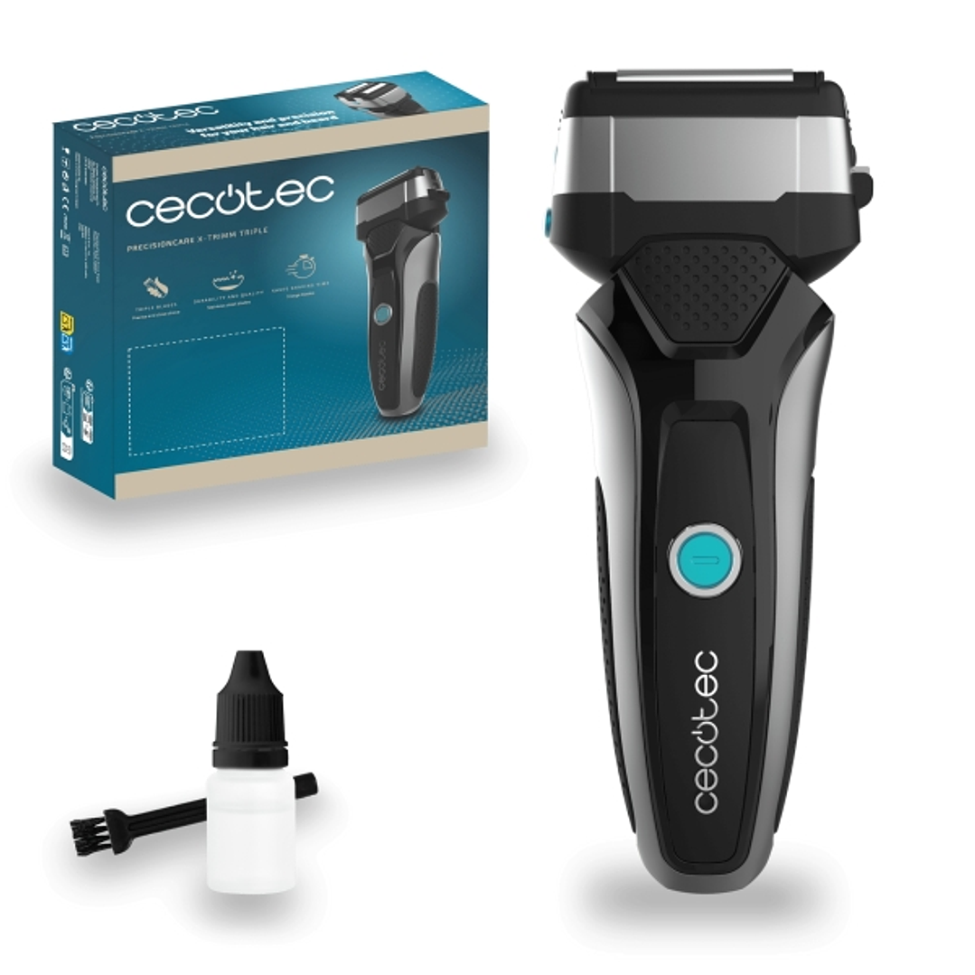 Cecotec PrecisionCare X-Trimm Afeitadora Inalambrica - 3 Cuchillas de Acero Inoxidable - Autonomia 60min - IPX6 - Pantalla de Control - Protector de S 1