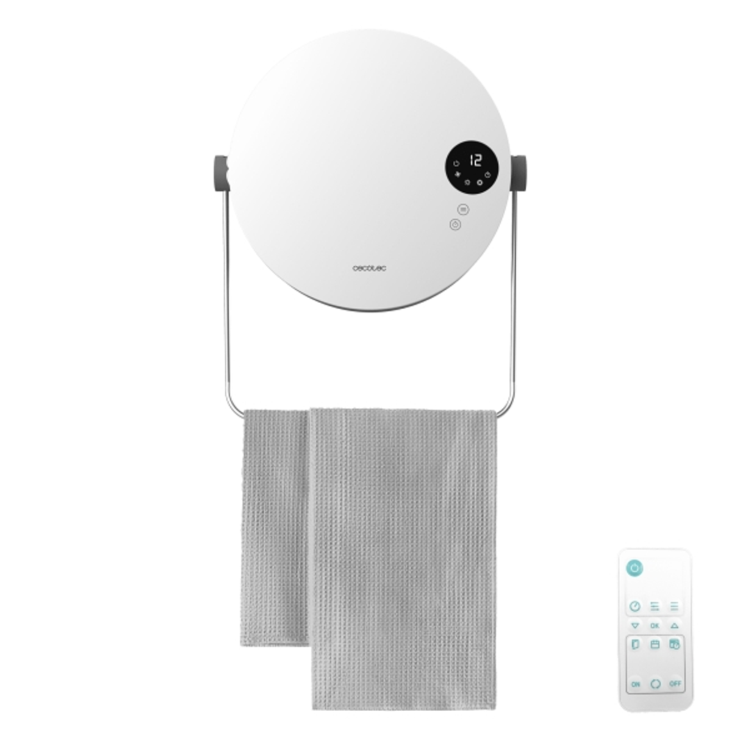 Cecotec ReadyWarm 2000 Round Calefactor Ceramico de Pared - Potencia de 2000W - Control Remoto Incluido - Ajuste de Temperatura - Temporizador de 12h  1