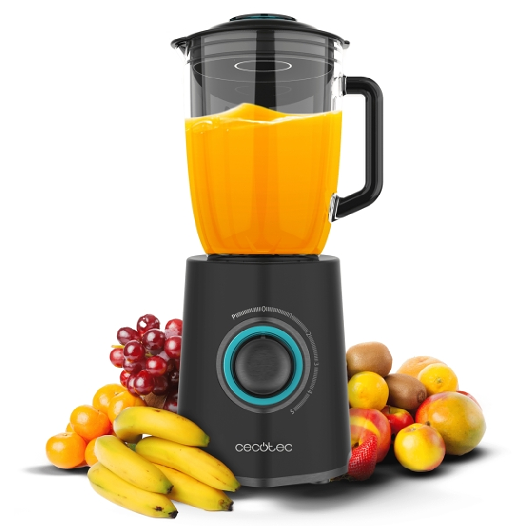 Cecotec Power Black Titanium 2300MAX Mix Go Batidora de Vaso - 2300W - Jarra de 1.5L - 6 Cuchillas Titanio - 5 Velocidades - Funcion Turbo - Accesorio 1