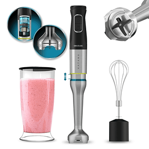 Cecotec Katana 15 Cream Batidora de Mano - Potencia de 1500W - Funcion Oscilante - Cuchillas de Titanio - 21 Velocidades - Campana Antisalpicaduras - 