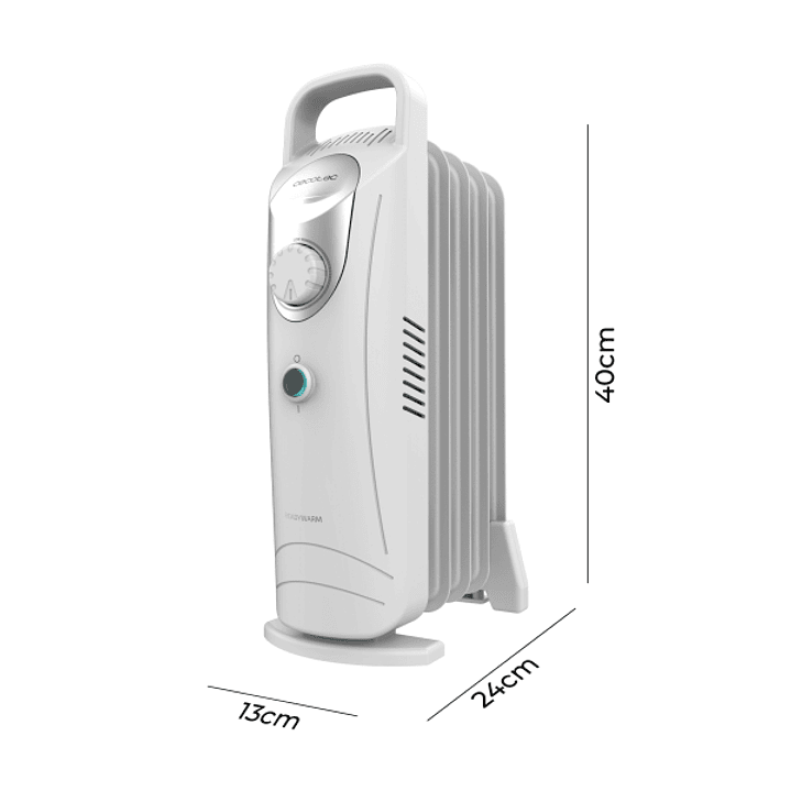 Cecotec ReadyWarm 500 Space White Radiador de Aceite con 5 Modulos de 100x330mm - 500W - Calor Homogeneo - Transporte Facil con Mango - Sistema de Seg 1
