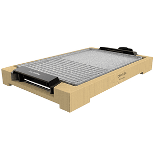 Cecotec Tasty and Grill 2000 Bamboo MixStone Plancha Electrica - 2000W - Grill y Plancha - Antiadherente - Bambu Natural - Termostato - Apta para Lava