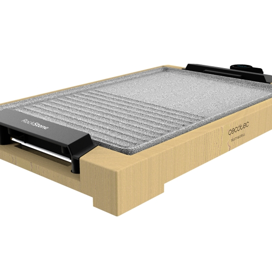 Cecotec Tasty and Grill 2000 Bamboo MixStone Plancha Electrica - 2000W - Grill y Plancha - Antiadherente - Bambu Natural - Termostato - Apta para Lava 1