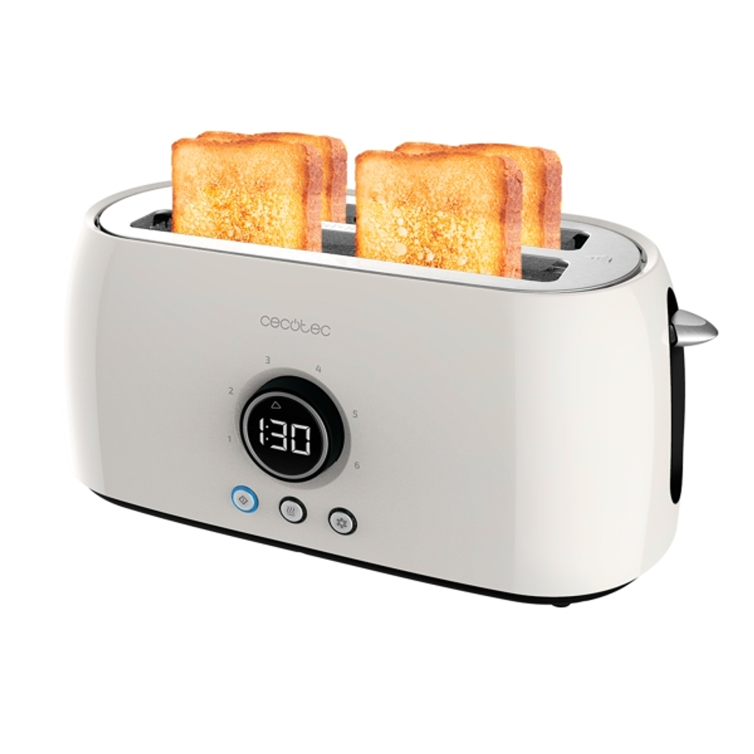 Cecotec ClassicToast 15000 Tostadora de Doble Ranura Larga - 1500W - Pantalla Digital - Ranura Ancha - 3 Funciones - 6 Niveles - Extra Elevacion - Aut 1