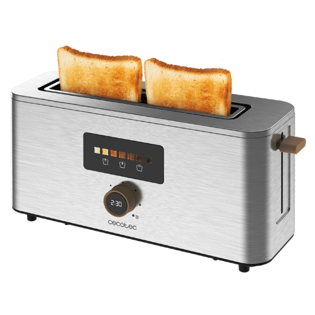 Cecotec TouchandToast Extra Tostadora de Ranura Larga - 1000W - Control Tactil y Pantalla a Color - Ranura Ancha - Acero Inoxidable - Autocentrado - 7 1