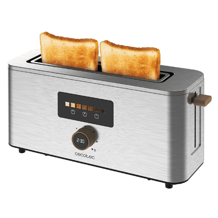 Cecotec TouchandToast Extra Tostadora de Ranura Larga - 1000W - Control Tactil y Pantalla a Color - Ranura Ancha - Acero Inoxidable - Autocentrado - 7 1