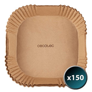 Cecotec Cecofry Pack de 150 Papeles para Freidora de Aire - Compatible con Freidoras de 5 a 6.5L - Cuadrado - Resistente hasta 230°C - Facilita Limpie