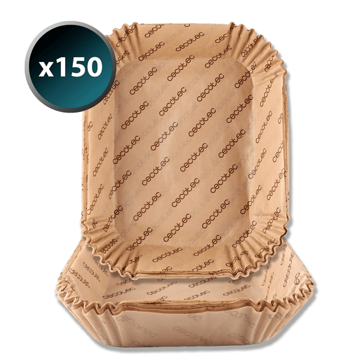 Cecotec Cecofry BigBucket Pack de 150 Papeles para Freidora de Aire de 9 a 11L - Rectangular - Resiste hasta 230°C - Listo para Usar - Facilita Limpie 1