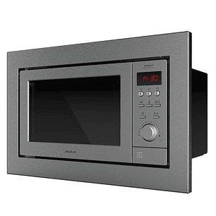 Cecotec GrandHeat 2350 Built-In Steel Microondas Encastrable con Grill 25L 900W - Temporizador hasta 90min - 10 Funciones Preconfiguradas