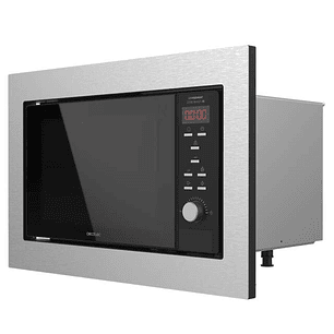 Cecotec GrandHeat 2350 Built-In SteelBlack Microondas Encastrable con Grill 23L 900W - Temporizador - 9 Funciones Preconfiguradas