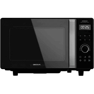 Cecotec GrandHeat 2500 Touch Flatbed Black Microondas sin Plato 25L 800W - Panel de Control Tactil - Temporizador hasta 60min - 8 Funciones Preconfigu