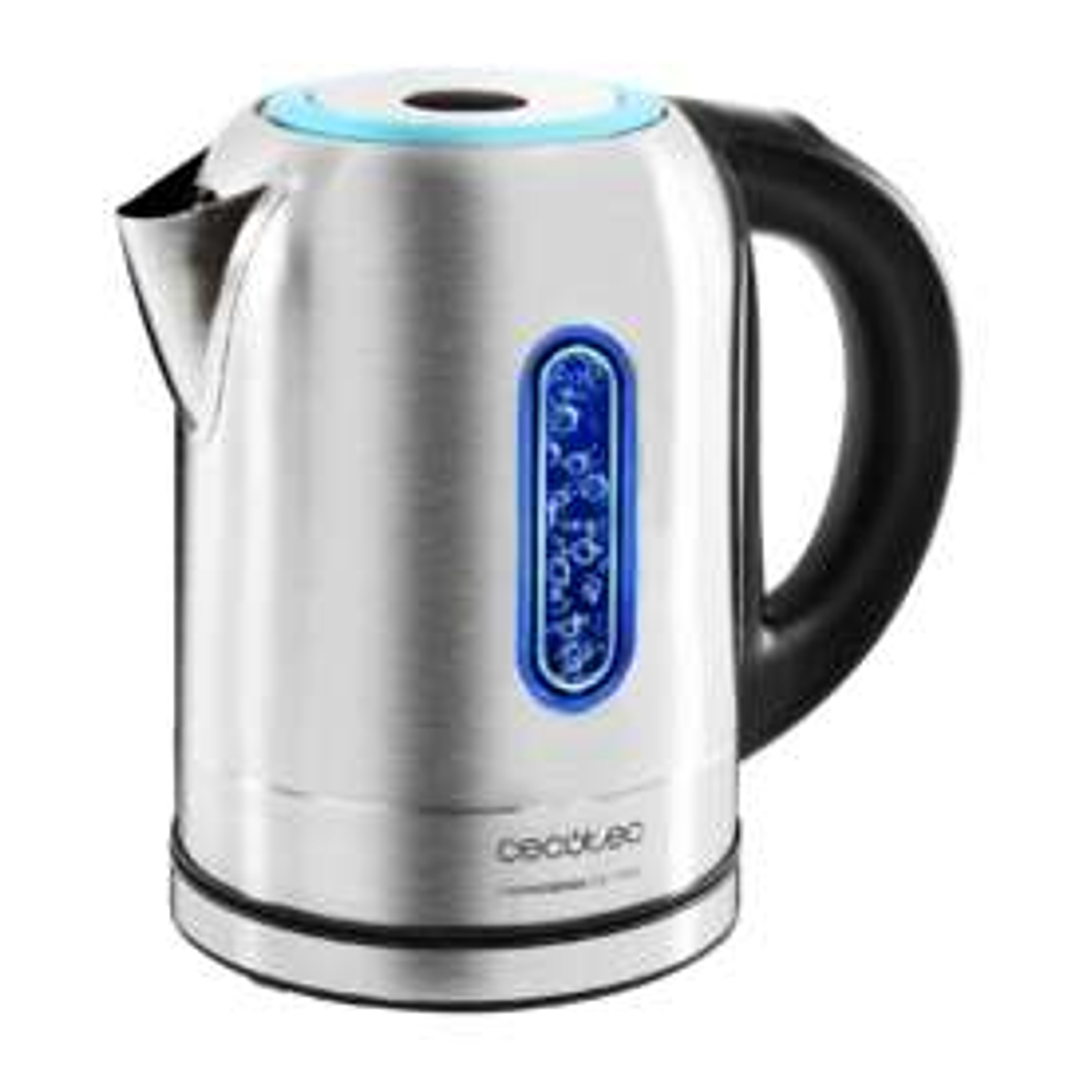 Cecotec ThermoSense 290 Steel Hervidor de Agua 2200W - Capacidad 1,7L - Acero Inoxidable - Ajuste Electronico de Temperatura - Libre de BPA - Filtro A 1