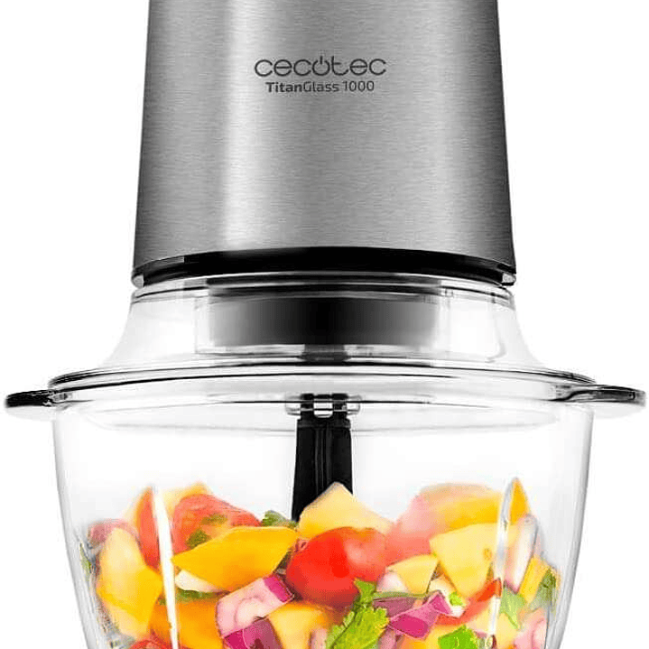 Cecotec TitanGlass 1000 Picadora Electrica 400W - Pica, Tritura, Pulveriza y Trocea - Cuchillas Desmontables con Recubrimiento de Titanio - Capacidad  1
