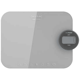 Cecotec Cook Control 10300 EcoPower Nutrition Bascula de Cocina - Funciona sin Pilas - Precision de 1gr - Peso Max. 8kg - Pantalla LCD - Funcion Tara 