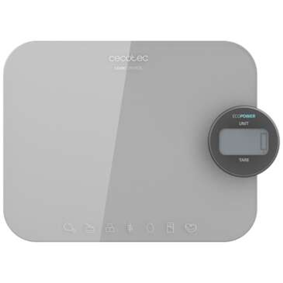 Cecotec Cook Control 10300 EcoPower Nutrition Bascula de Cocina - Funciona sin Pilas - Precision de 1gr - Peso Max. 8kg - Pantalla LCD - Funcion Tara  1